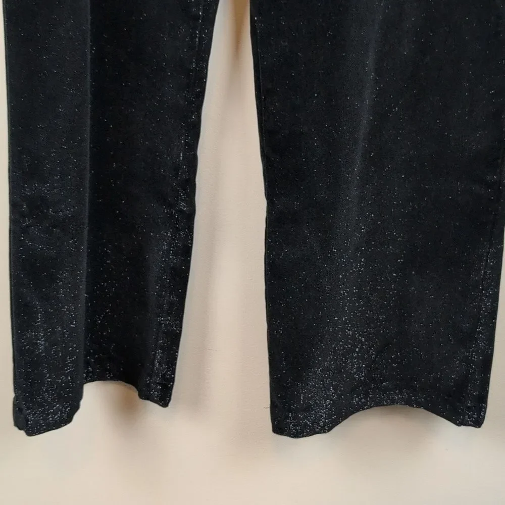 Elegant St John Sport by Marie Gray Black Velvet Metallic Sparkle Trouser Pants